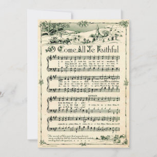 Cartão De Festividades Natal, Vintage Sheet Music, Personalizado