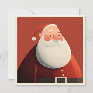 Cartão De Festividades Natal Vintage Simples Papai Noel Retrô