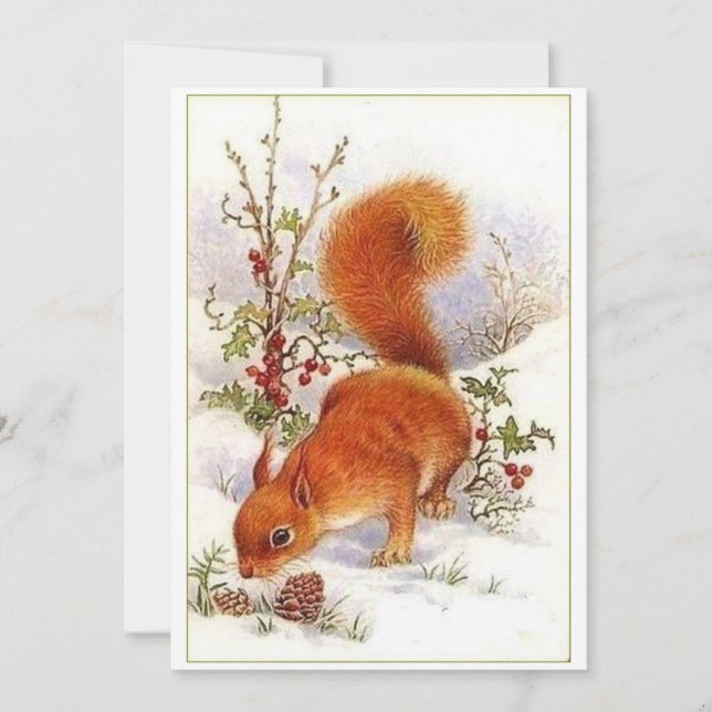 Cartão De Festividades Natal vintage Squirrel (Frente)
