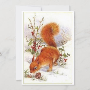 Cartão De Festividades Natal vintage Squirrel
