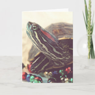 Cartão De Festividades natal vintage Turtle