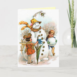 Cartão De Festividades Natal vintage Village Snowman