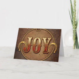 Cartão De Festividades Natal Vintage Western Joy