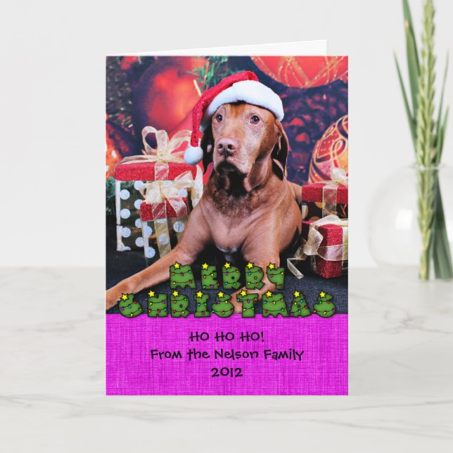 Cartão De Festividades Natal - Vizsla - Budda (Frente)