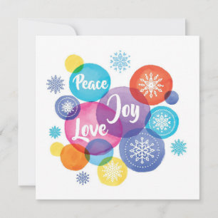 Cartão De Festividades Natal   Watercolor - Citação da Alegria de Paz e