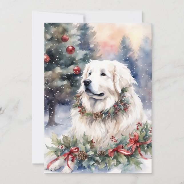 Cartão De Festividades Natal - WC Great Pyrenees (Frente)