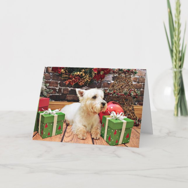 Cartão De Festividades Natal - Westie - Callie (Frente)
