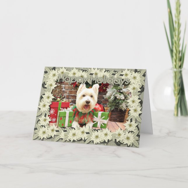 Cartão De Festividades Natal - Westie - Sorte (Frente)