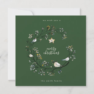 Cartão De Festividades Natal Winter Green & Cream Wreath Ano Novo