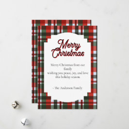 Cartão De Festividades Natal Xadrez Vermelho e Verde