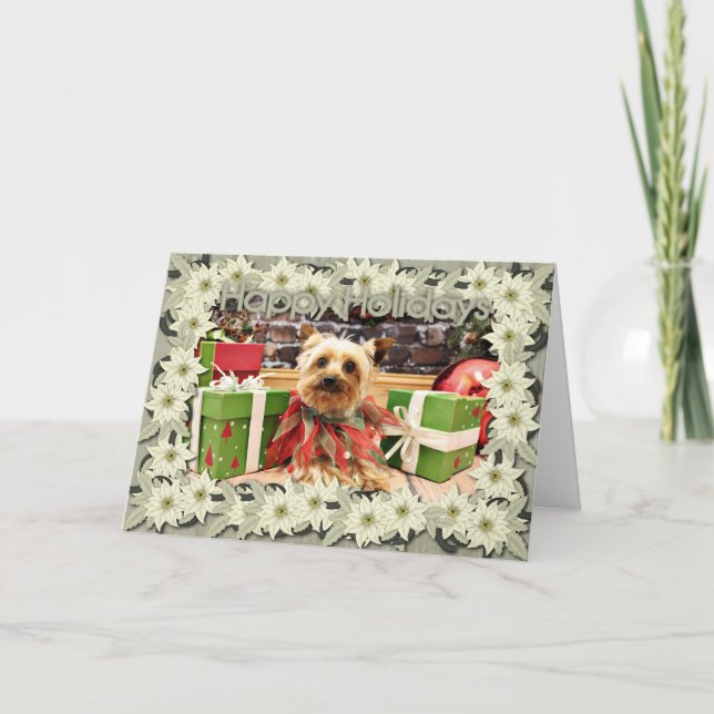 Cartão De Festividades Natal - Yorkie - Kensey (Frente)