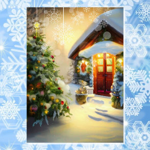 Cartão De Festividades Natalina Casa Aconchegante Neve Personalizar Assin