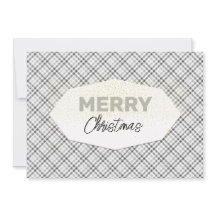 Natalina Elegante Glitter Natal Xadrez Cinza Branc