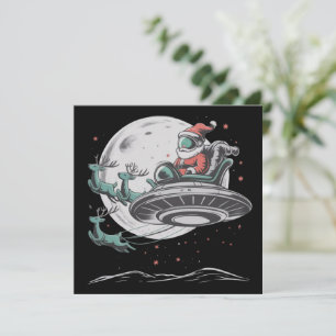 Cartão De Festividades Natalina extraterrestre OVNI vintage criptozoologi