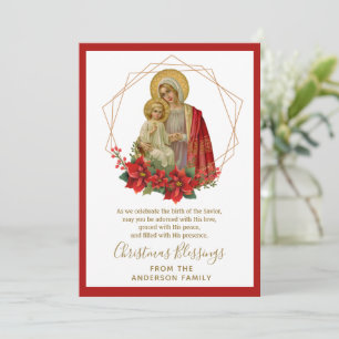 Cartão De Festividades Natalina Religiosa Virgem Maria Jesus Vintage