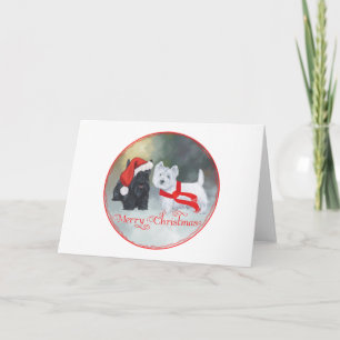 Cartão De Festividades Natalina Westie Scottie