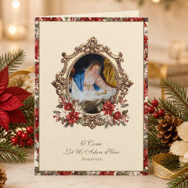 Cartão De Festividades Natividade Católica Mãe Bendita e Jesus Floral