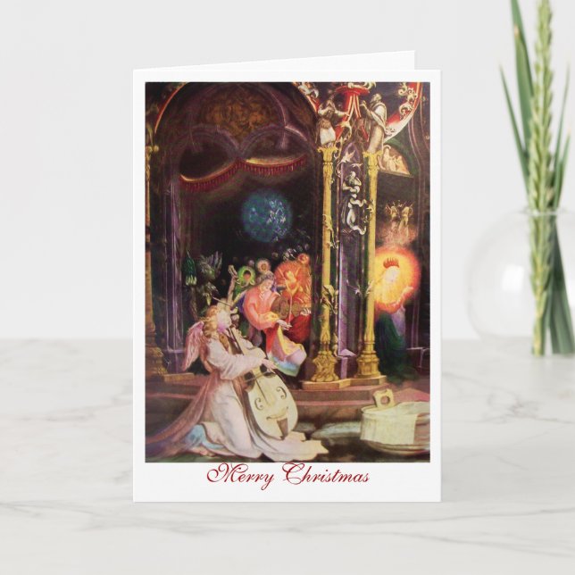 CARTÃO DE FESTIVIDADES NATIVIDADE COM ANJOS - MÁGICA DO NATAL (Frente)