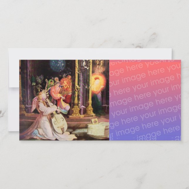 Cartão De Festividades NATIVIDADE COM ANJOS - MÁGICA DO NATAL Digital (Frente)