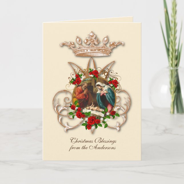 Cartão De Festividades Natividade da Virgem Maria religiosa St. José Jesu (Frente)