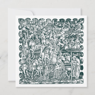 Cartão De Festividades Natividade de Natal Era do Renascimento Xilogravur