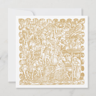 Cartão De Festividades Natividade de Natal Era do Renascimento Xilogravur