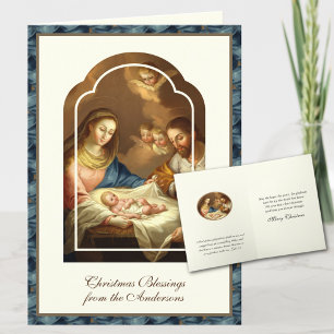 Cartão De Festividades Natividade de Natal Vintage Jesus Maria José