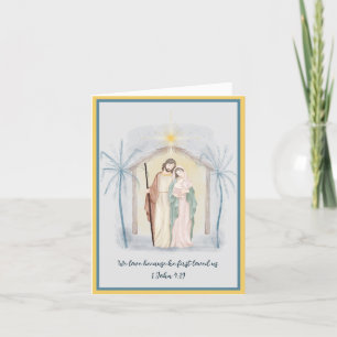 Cartão De Festividades Natividade em aquarela personalizada