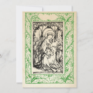 Cartão De Festividades Natividade Medieval Maria e Jesus Sagrada Borda Fe