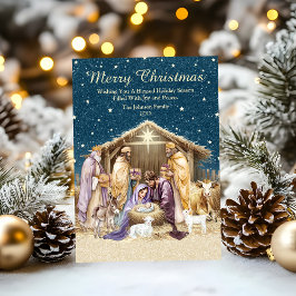 Cartão De Festividades Natividade natalícia de aquarela