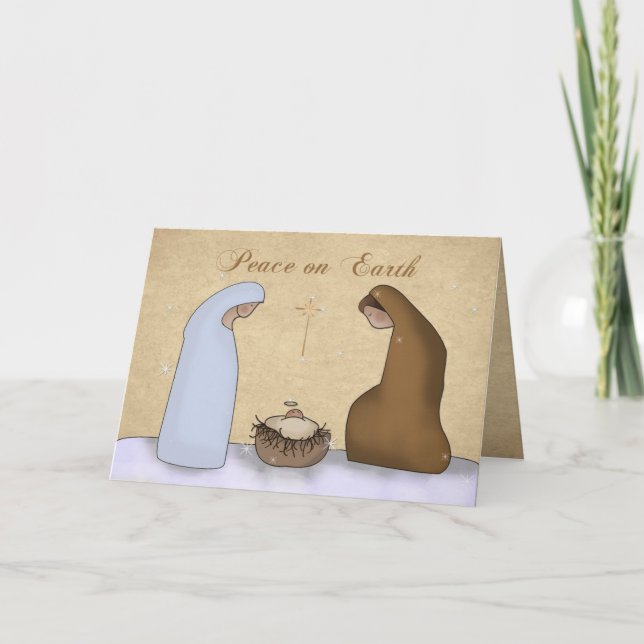 Cartão De Festividades Natividade, Paz no Natal da Terra (Frente)