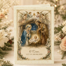 Cartão De Festividades Natividade Sagrada Família Vintage Católica