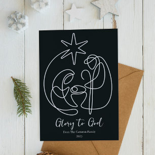 Cartão De Festividades Natividade Simples Religiosa Natal Plano