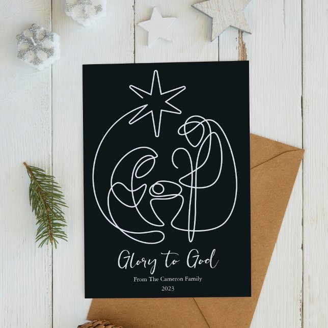 Cartão De Festividades Natividade Simples Religiosa Natal Plano (Criador carregado)