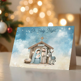 Cartão De Festividades Nativity Scene Oh Holy Night Christmas Card