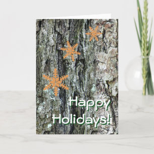 Cartão De Festividades Nature Pine Bark Seasonal Holiday Greeting