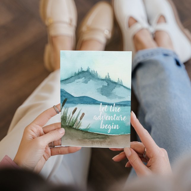 Cartão De Festividades Natureza Moderna Da Aquarela O Vamos Da Aventura C (Criador carregado)