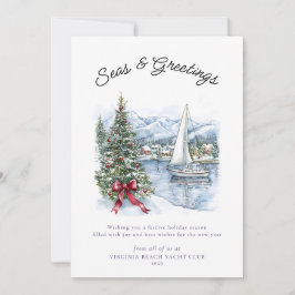Cartão De Festividades Nautical Seas & Greetings Sailboat Christmas 