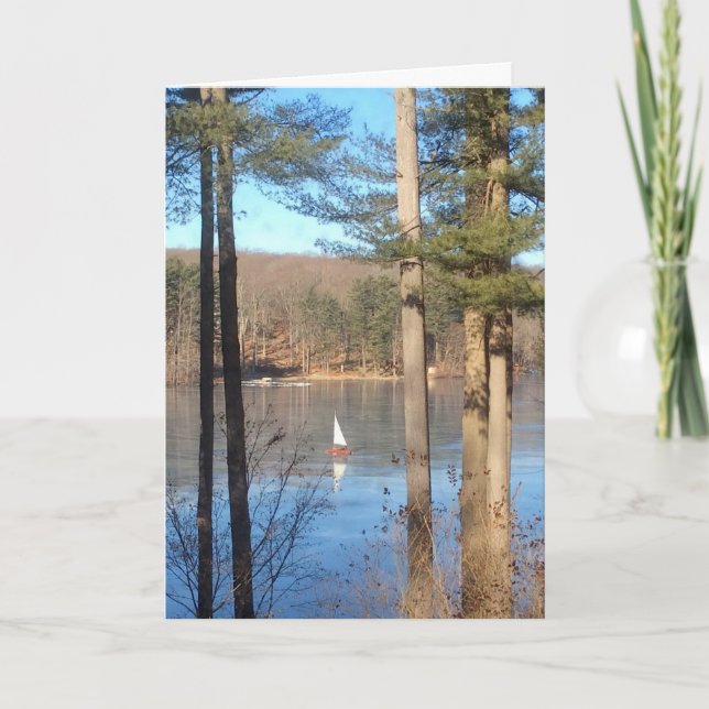 Cartão De Festividades Navegação com gelo no lago... (Frente)