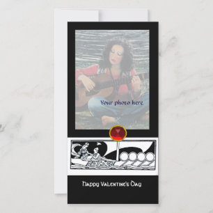 Cartão De Festividades NAVIO ANTICO E AMANTES, Gem Negra Vermelha