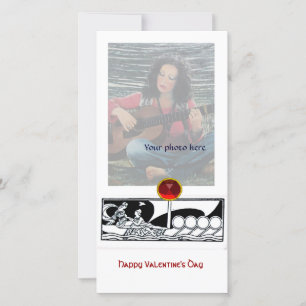 Cartão De Festividades NAVIO ANTICO E AMANTES, Gem Negra Vermelha