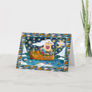 CARTÃO DE FESTIVIDADES NAVIO CALÇADO NEERLANDÊS, ICEBERGS, BALEIA, URSO