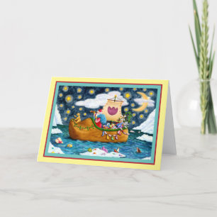 CARTÃO DE FESTIVIDADES NAVIO CALÇADO NEERLANDÊS, ICEBERGS, BALEIA, URSO