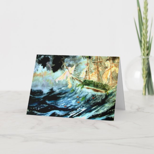 Cartão De Festividades navio da árvore de Natal (Frente)