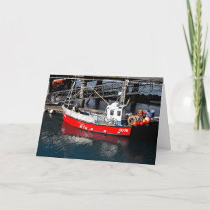 Cartão De Festividades Navio de pesca vermelho em Guernsey