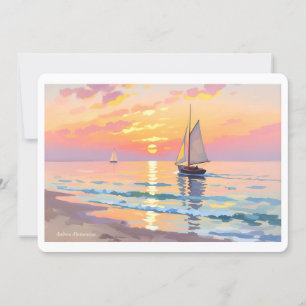 Cartão De Festividades Navio de vela no pôr do sol no mar