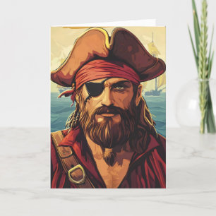 Cartão De Festividades Navio do Mar Pirata