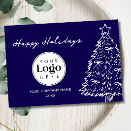 Cartão De Festividades Navy Custom Logo Christmas Business Thank You Card