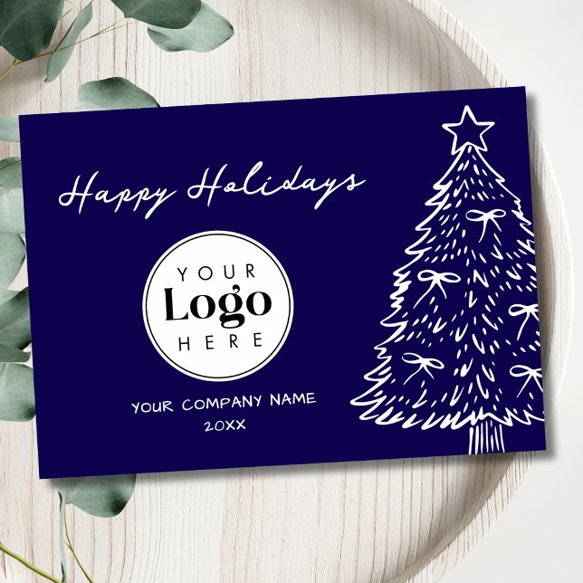 Cartão De Festividades Navy Custom Logo Christmas Business Thank You Card (Criador carregado)