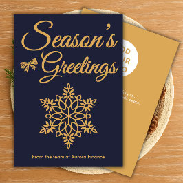 Cartão De Festividades Navy & Gold Business Holiday Card